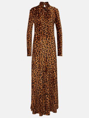 Леопардовое длинное платье с принтом Rabanne коричневое