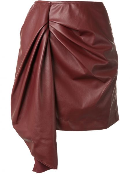 Falda de cuero Self-portrait rojo