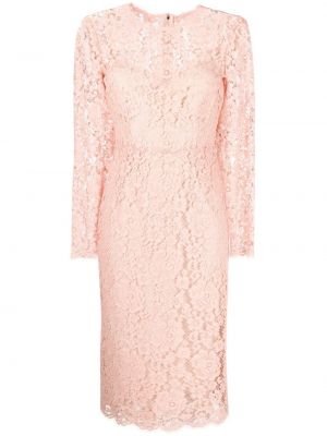 Vestido midi de encaje Dolce & Gabbana rosa