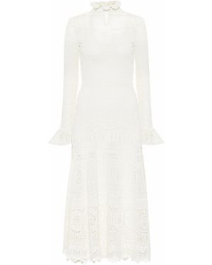 Sukienka midi bawełniana Alexander Mcqueen biała