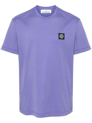 Bavlněné tričko jersey Stone Island fialové