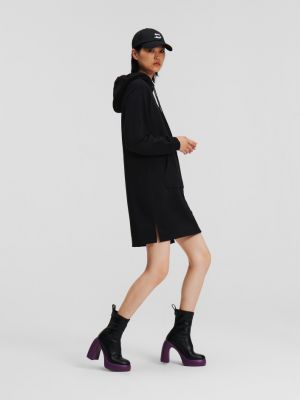 Šaty s kapucí Karl Lagerfeld černé