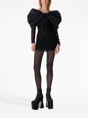 Oversized tylové koktejlové šaty s mašlí Nina Ricci černé