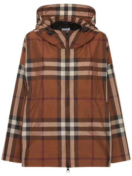 Painettu tarkistettu nylon kuoritakki Burberry ruskea