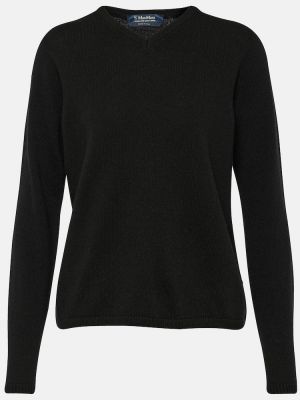 Volneni pulover iz kašmirja z v-izrezom 's Max Mara črna