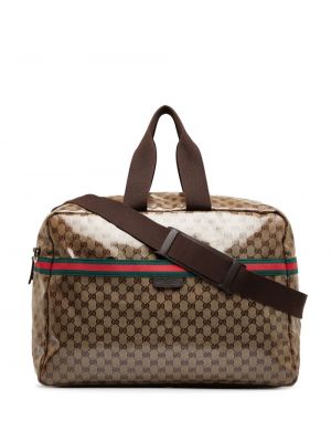 Τσάντα ταξιδιού με πετραδάκια Gucci Pre-owned καφέ
