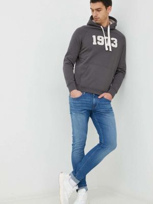 Pamučna hoodie s kapuljačom Pepe Jeans siva