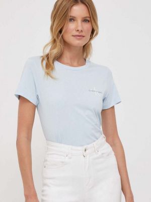 Koszulka bawełniana Calvin Klein Jeans niebieska