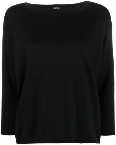 Jersey de tela jersey con escote barco Aspesi negro