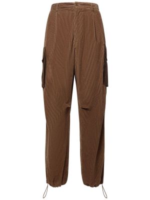 Pantaloni de catifea cord din bumbac Moncler maro