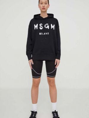 Бавовняний светр з капюшоном з принтом Msgm чорний
