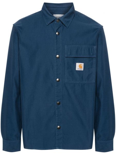 Βαμβακερό πουκάμισο Carhartt Wip μπλε