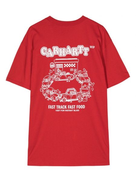 Kokvilnas t-krekls ar apdruku Carhartt Wip sarkans