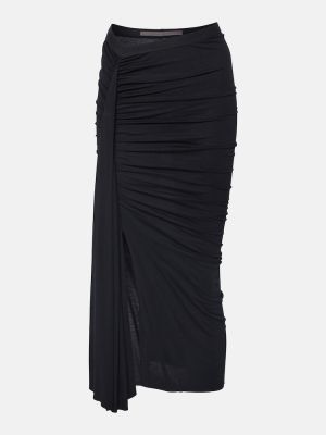 Drapované midi sukně Rick Owens černé