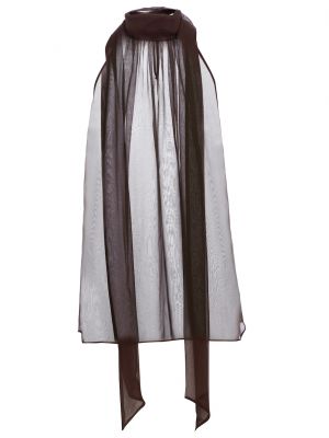 Блузка из прозрачного шелка SAINT LAURENT коричневый