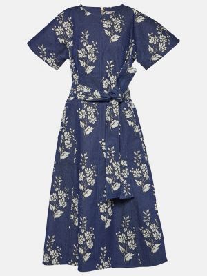 Платье миди в цветочек с принтом Carolina Herrera синее