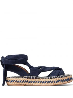 Hedvábné lněné sandály Ralph Lauren Collection modré