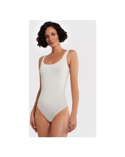 Body slim fit din bumbac Wolford - alb