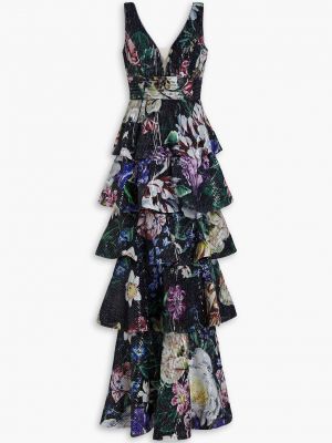 Платье в цветочек с принтом Marchesa Notte черное