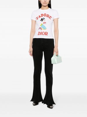 Mustriline puuvillased t-särk Christian Dior valge