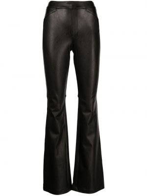 Кожаные брюки расклешенные Spanx, черные