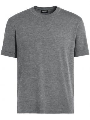 Vlněné tričko Zegna šedé