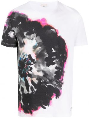 Trykt floral t-skjorte Alexander Mcqueen hvit