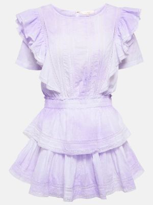 Bavlněné mini šaty Loveshackfancy - nachový
