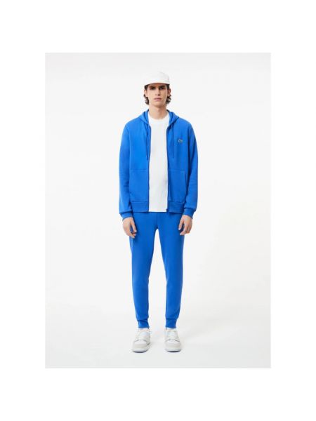 Pantalones de chándal de algodón Lacoste azul