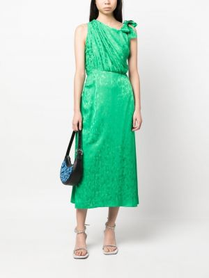 Sukienka koktajlowa bez rękawów z nadrukiem żakardowa Msgm zielona