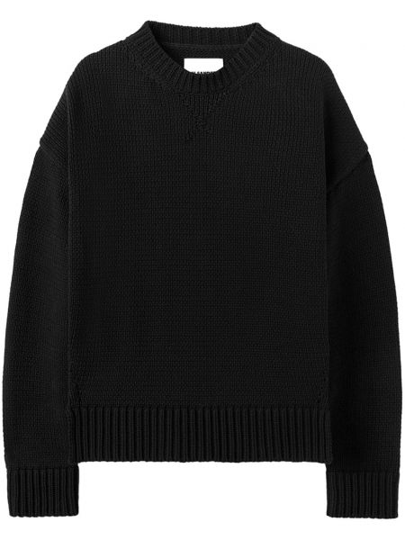 Pleten pulover z okroglim izrezom Jil Sander črna