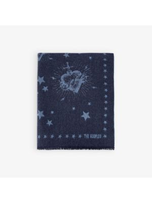 Жаккардовый шерстяной шарф со звездочками The Kooples синий