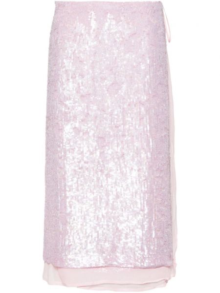 Midi φούστα με παγιέτες P.a.r.o.s.h. ροζ