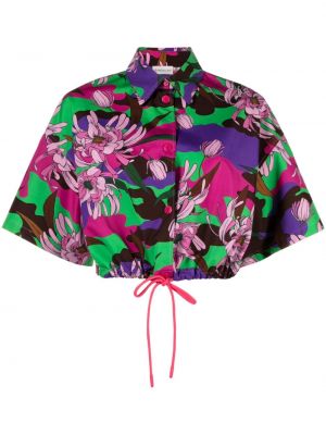 Koszula w kwiatki z nadrukiem Moncler fioletowa