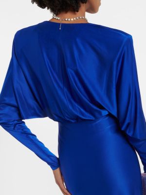 Satynowa sukienka długa Alexandre Vauthier niebieska
