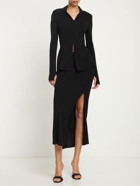Viskózová midi sukňa Helmut Lang čierna