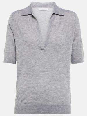 Kašmírové hedvábné tričko Gabriela Hearst šedé