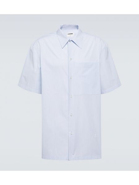 Camicia di cotone a righe Jil Sander blu