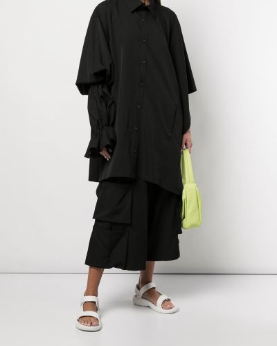 Asymmetrische oversize woll hemd Yohji Yamamoto schwarz
