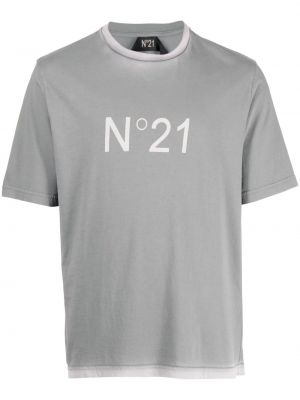 Bavlnené tričko s potlačou N°21 sivá