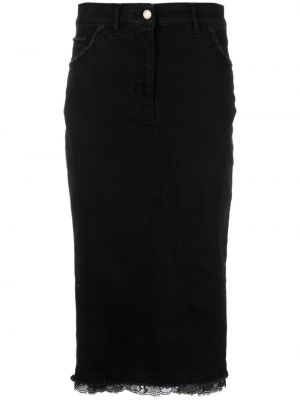 Čipkovaná džínsová sukňa Alberta Ferretti čierna