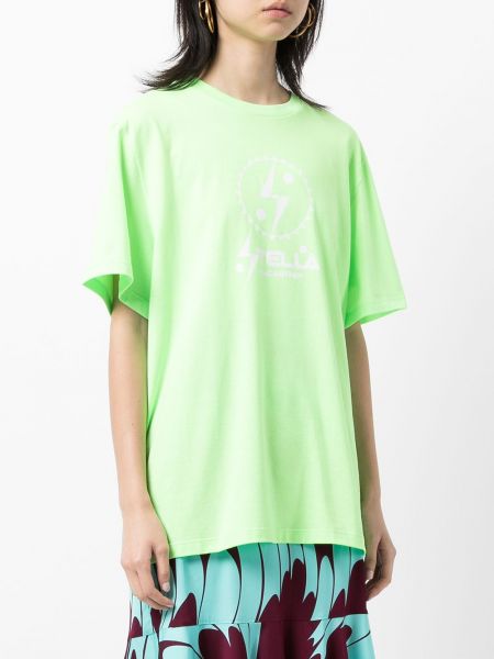 Bavlněné tričko s potiskem Stella Mccartney zelené