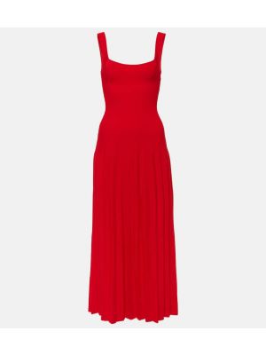 Sukienka midi plisowana Staud czerwona