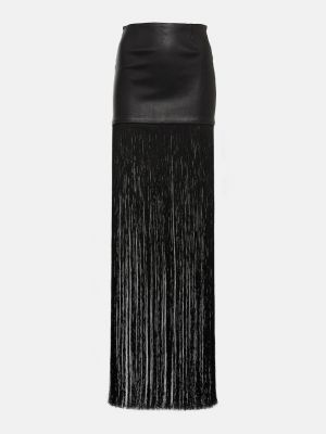 Кожаная макси-юбка Shanghai с бахромой STOULS черный
