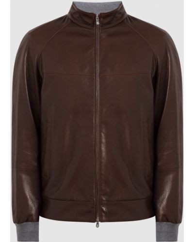 Шкіряна куртка Brunello Cucinelli коричнева