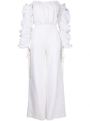 Λινή ολόσωμη φόρμα με βολάν Saiid Kobeisy λευκό