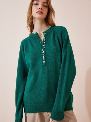 Džemperis ar pogām Happiness İstanbul zaļš