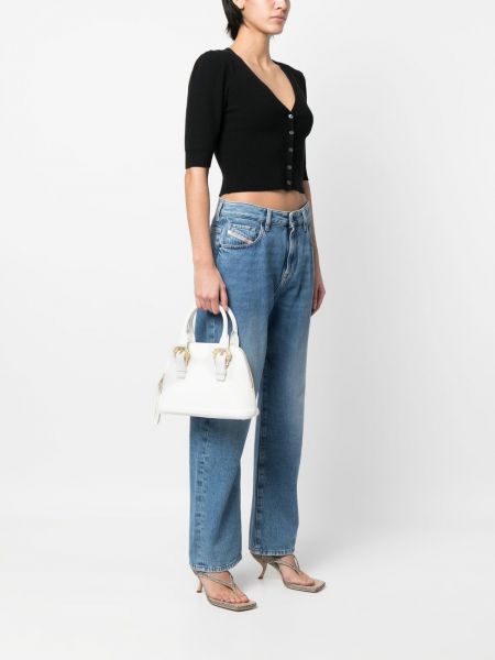 Leder shopper handtasche Versace Jeans Couture weiß