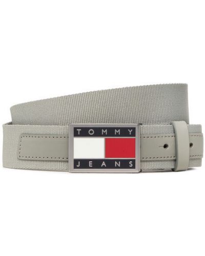 Kožený pásek Tommy Jeans šedý