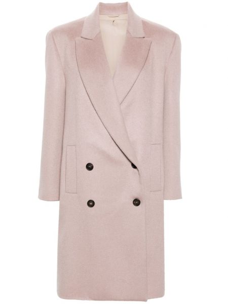 Μακρύ παλτό κασμίρ Brunello Cucinelli ροζ